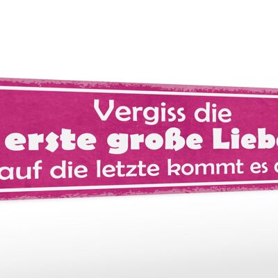 Holzschild Spruch 46x10cm vergiss die erste große Liebe Dekoration