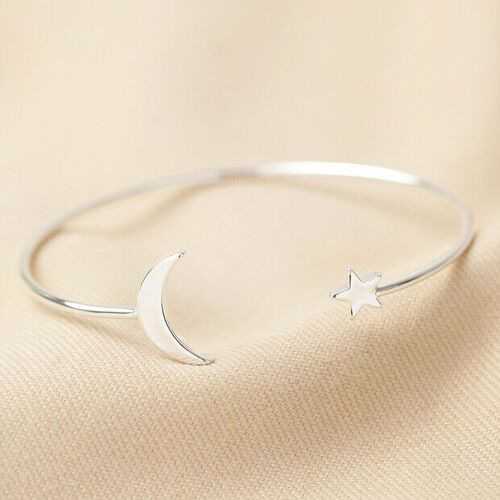 Silver Moon and Star Bangle