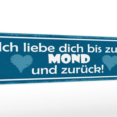 Holzschild Spruch 46x10cm ich liebe dich bis zum Mond Dekoration