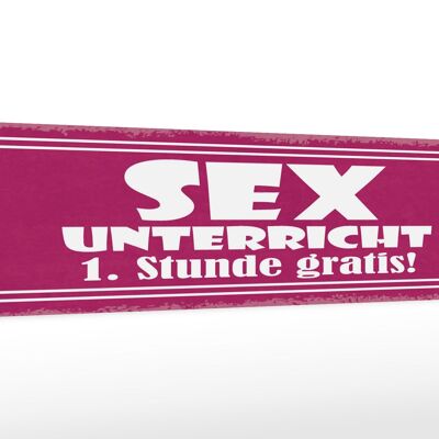 Holzschild Spruch 46x10cm Sex Unterricht 1. Stunde gratis Dekoration