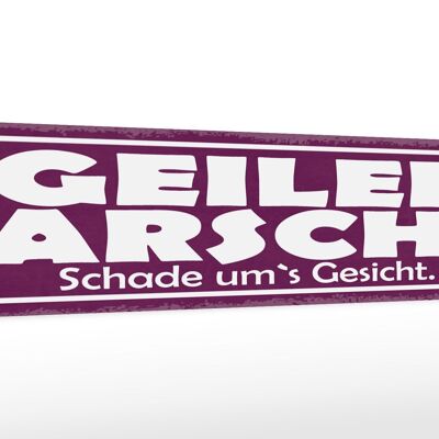 Holzschild Spruch 46x10cm Geiler Arsch Schade um`s Gesicht Dekoration