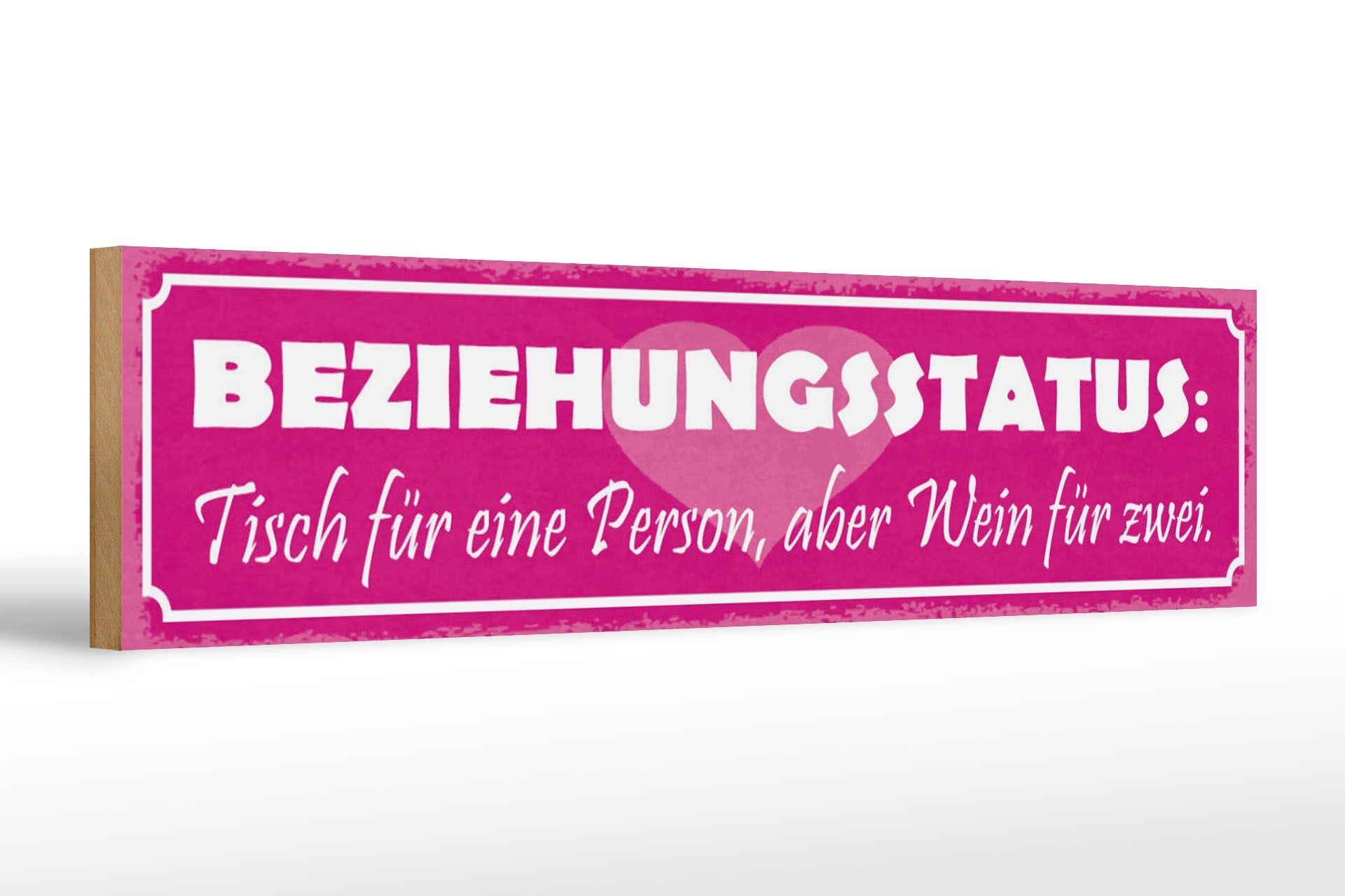 Holzschild Spruch 46x10cm Tisch für eine, aber Wein für zwei