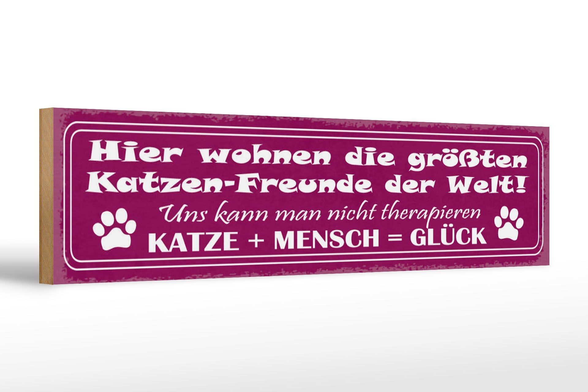 Cartello in legno con scritta 46x10 cm Qui vivono i più grandi amici dei gatti