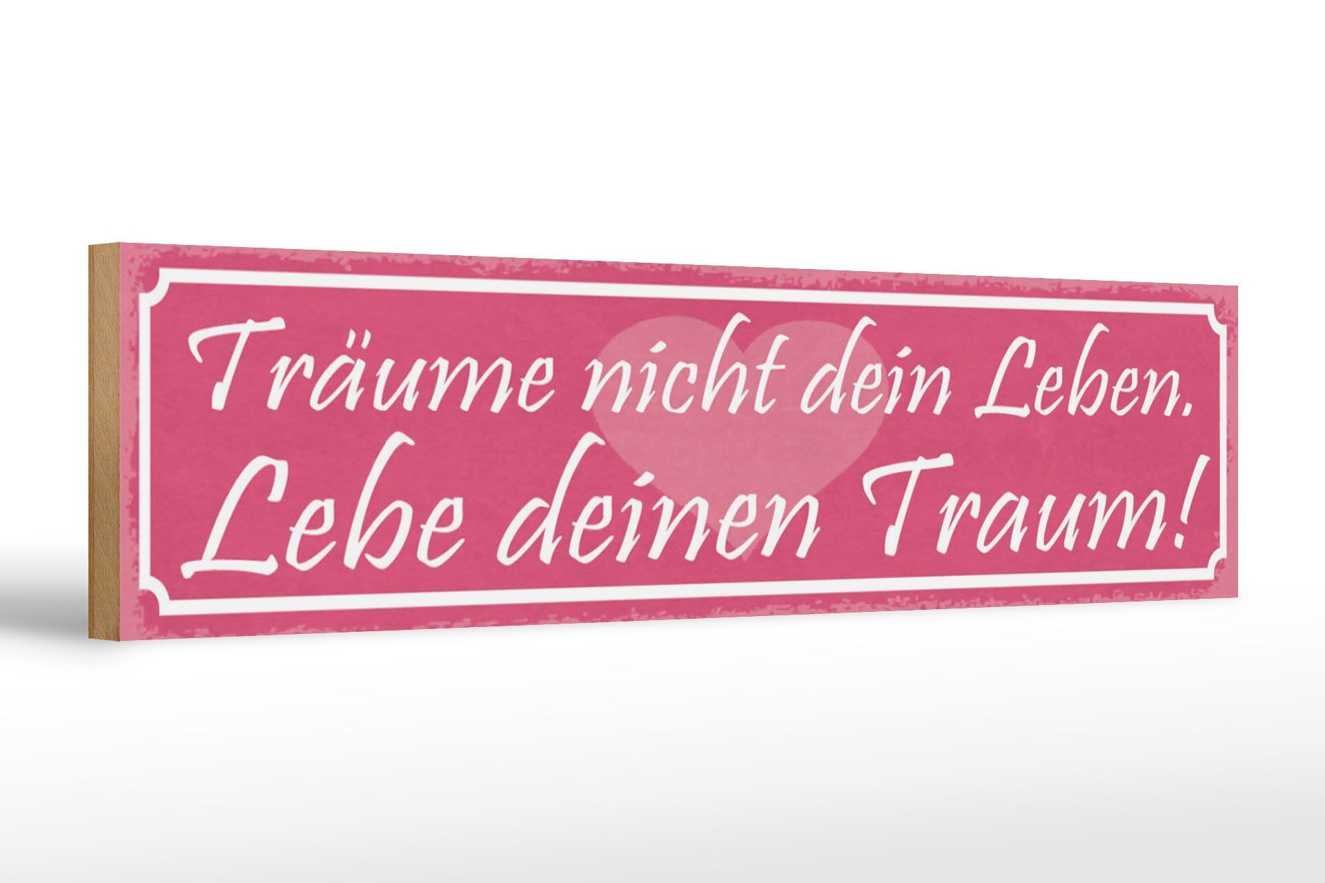 Cartello in legno con scritta 46x10 cm Non sognare la tua vita, decorazione dal vivo