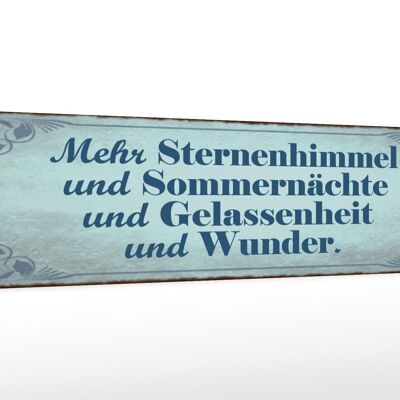 Holzschild Spruch 46x10cm Mehr Sternenhimmel Sommernächte