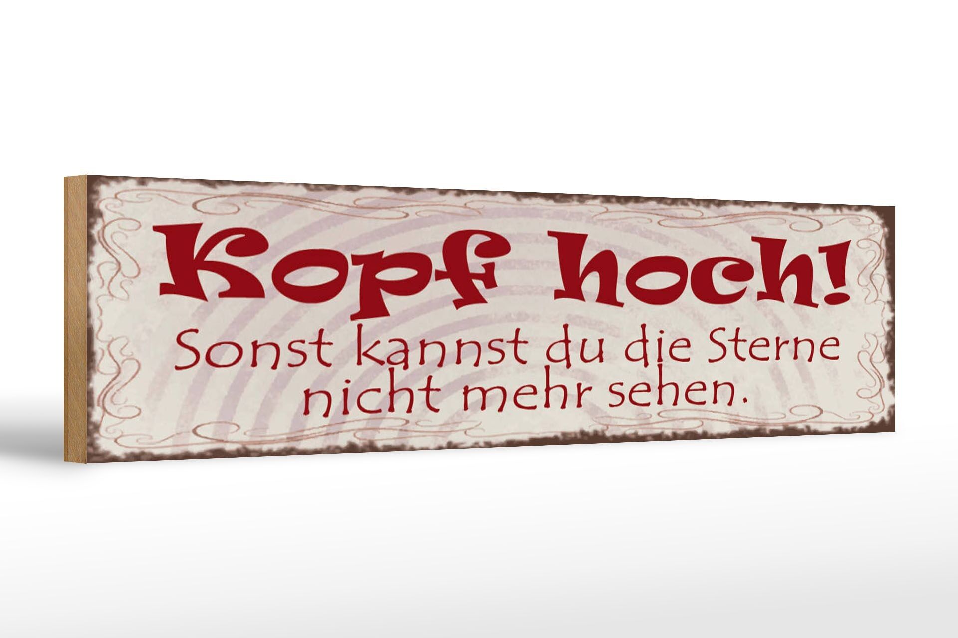 Cartello in legno con scritta 46x10 cm Testa in alto per vedere la decorazione delle stelle