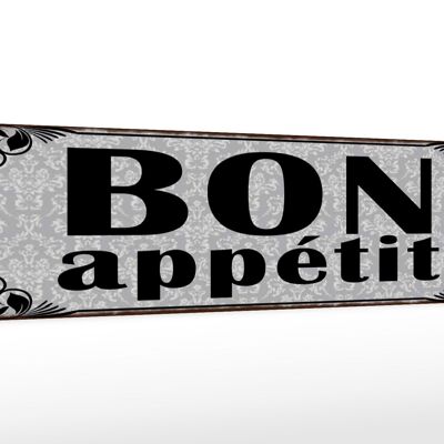 Cartello in legno con scritta 46x10 cm decorazione Bon Appetit