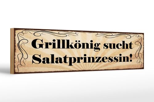 Holzschild Spruch 46x10cm Grillkönig sucht Salatprinzessin Dekoration