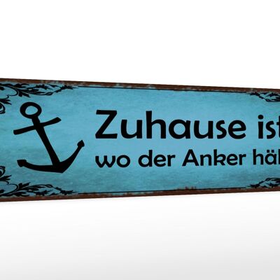 Holzschild Spruch 46x10cm Zuhause ist wo der Anker hält Dekoration