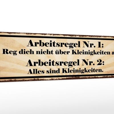Letrero de madera que dice regla de trabajo 46x10cm no.1 no muevas la decoración