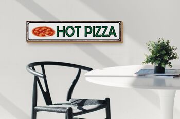 Panneau d'avis en bois 46x10cm Décoration Hot Pizza Fast Food 3