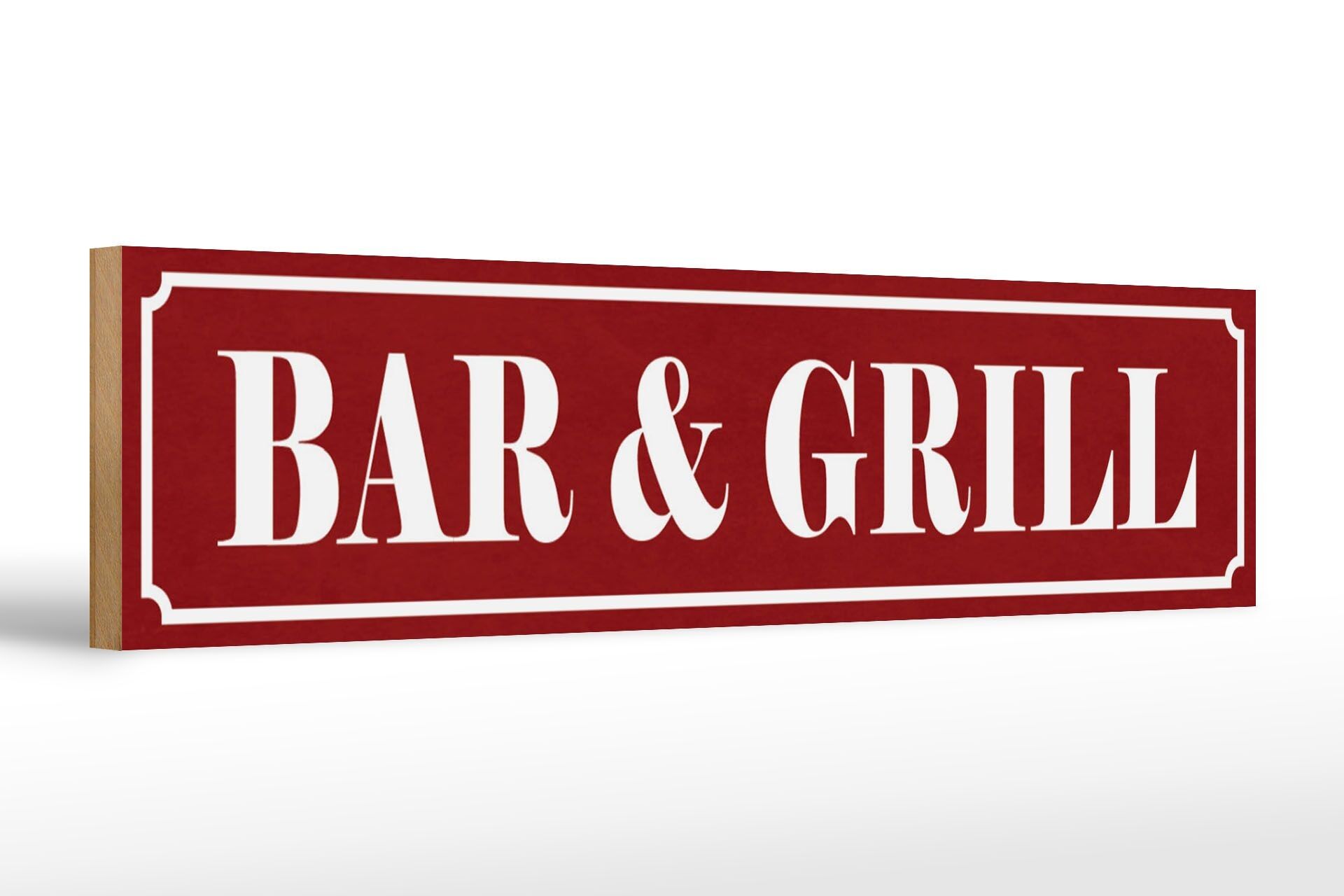 Letrero de madera aviso 46x10cm decoración bar & grill