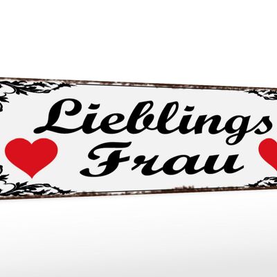 Holzschild Spruch 46x10cm Lieblingsfrau Herz Geschenk Dekoration