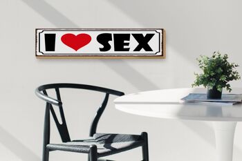 Panneau en bois disant 46x10cm, décoration I Love Sex 3
