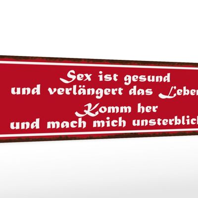 Holzschild Spruch 46x10cm Sex ist gesund verlängert Leben Dekoration