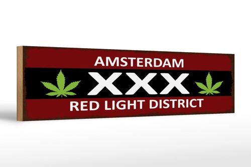 Holzschild Spruch 46x10cm Amsterdam XXX red light district Dekoration