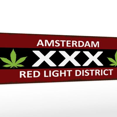 Holzschild Spruch 46x10cm Amsterdam XXX red light district Dekoration