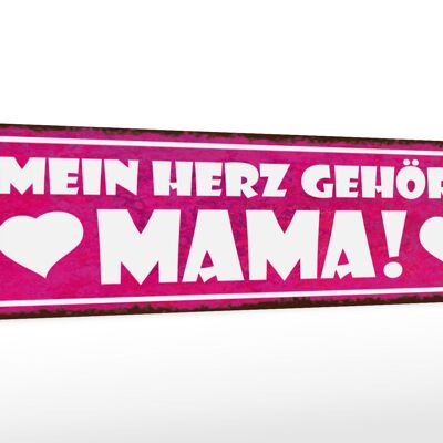 Holzschild Spruch 46x10cm Mein Herz gehört Mama Dekoration