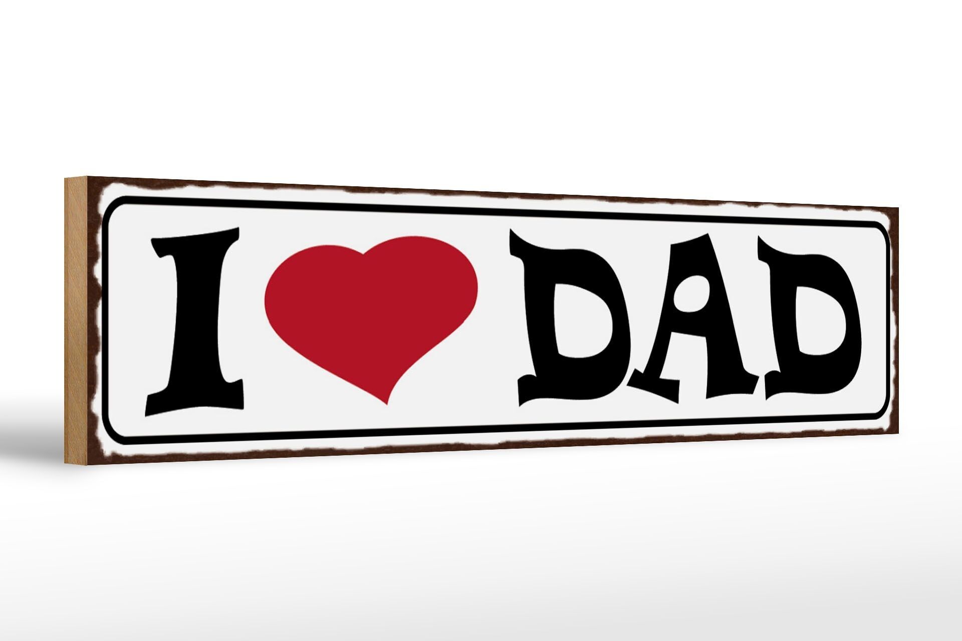 Cartello in legno con scritta "I love Dad Papa" decorazione regalo 46x10 cm