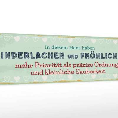 Cartel de madera con texto 46x10cm decoración risa y felicidad infantil