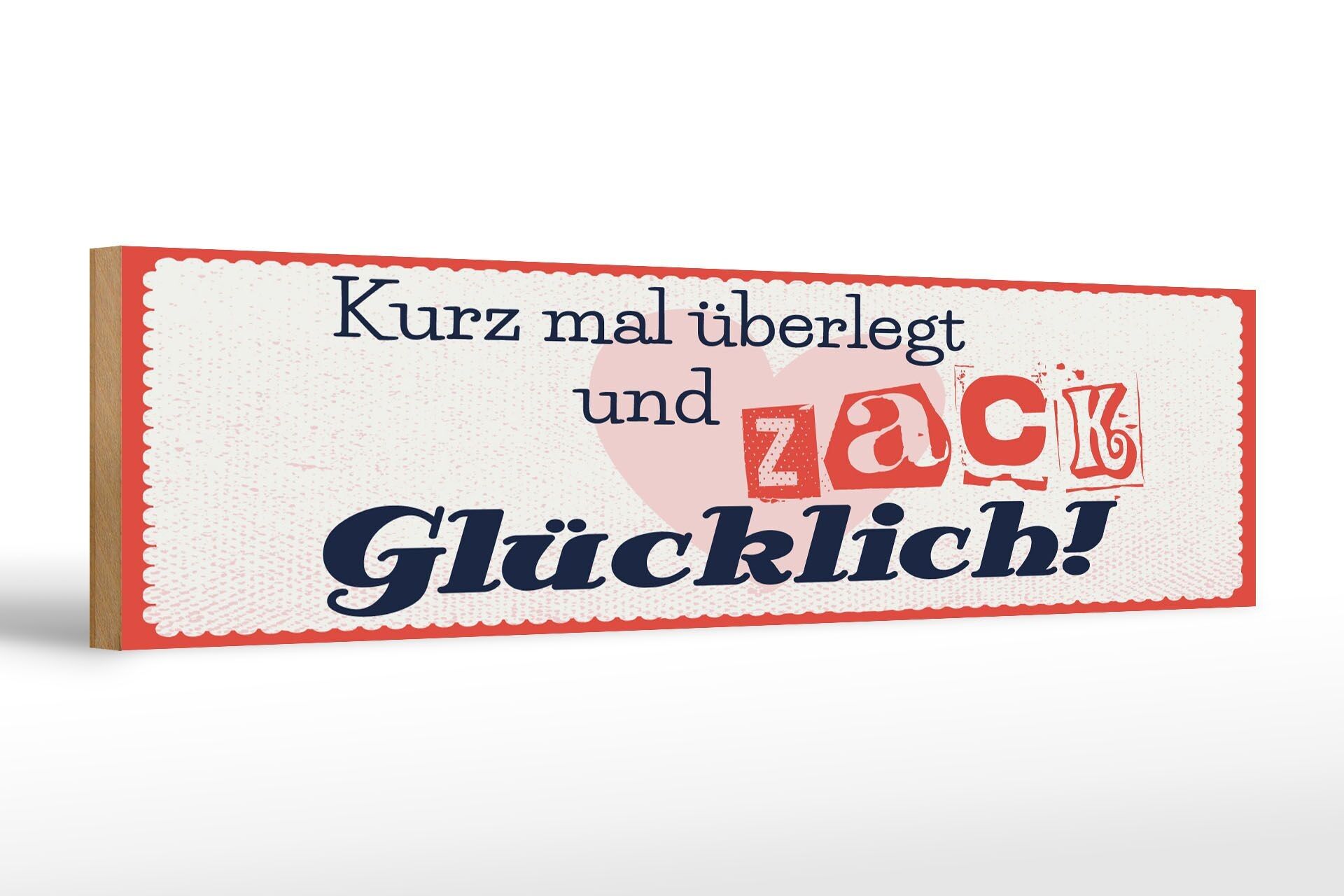 Cartello in legno con scritta 46x10 cm, pensaci, decorazione felice