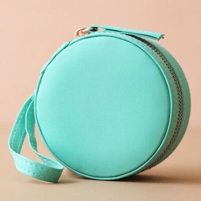 Green Round PU travel Jewellery Case