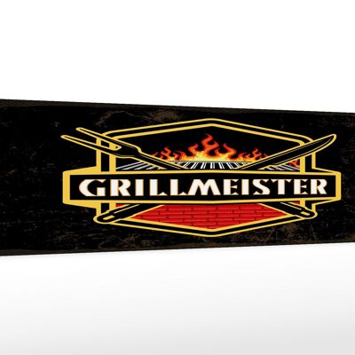 Holzschild Spruch 46x10cm Grillmeister Dekoration