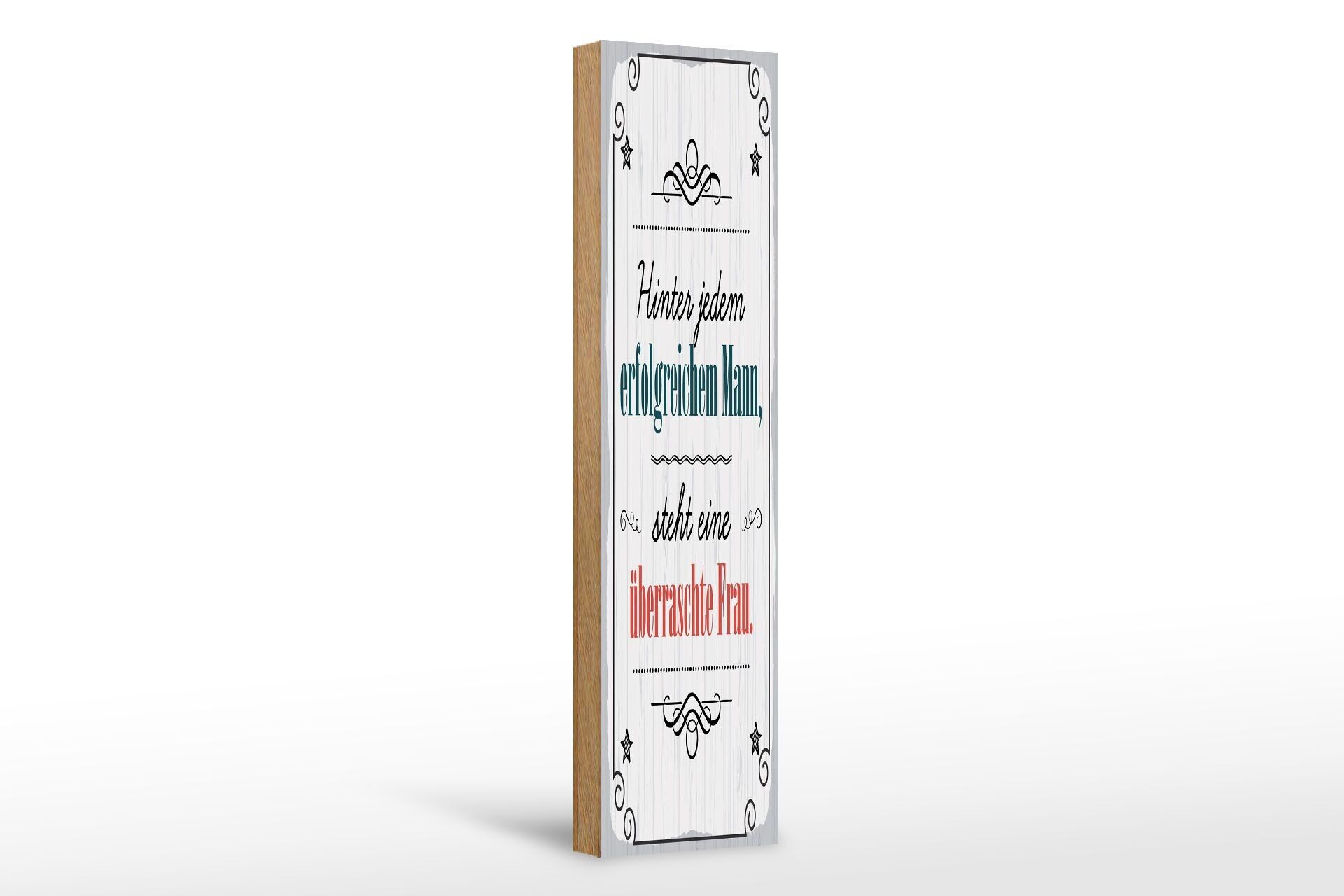 Targa in legno con scritta 10x46 cm Dietro ogni decorazione maschile di successo