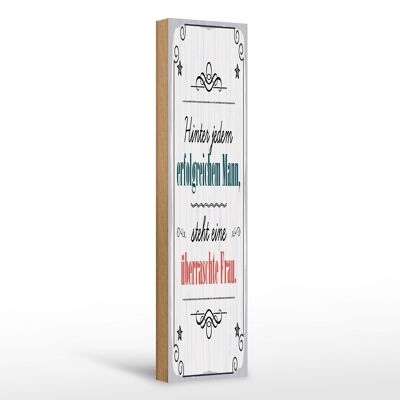 Targa in legno con scritta 10x46 cm Dietro ogni decorazione maschile di successo