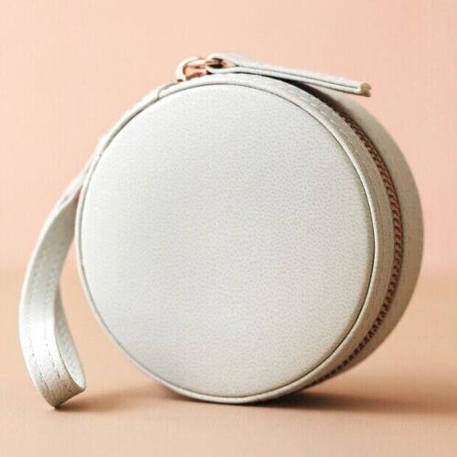 Grey  Round PU travel Jewellery Case