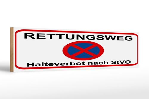 Holzschild Hinweis 46x10cm Rettungsweg Halteverbot nach StVO