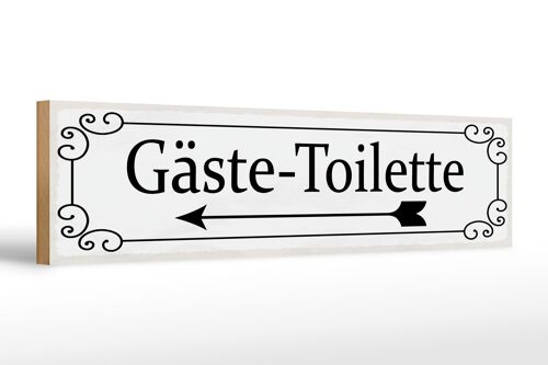 Holzschild Hinweis 46x10cm Gäste-Toilette links Pfeil Dekoration