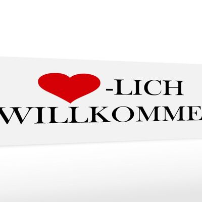 Holzschild Spruch 46x10cm Herzlich Willkommen Herz Dekoration