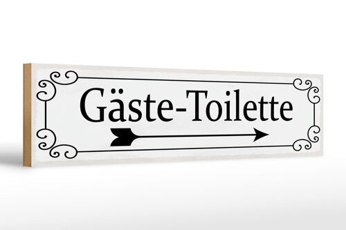 Holzschild Hinweis 46x10cm Gäste-Toilette rechts Pfeil Dekoration
