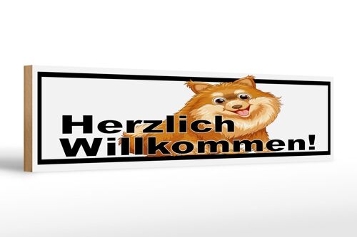 Holzschild Spruch 46x10cm Herzlich Willkommen Hunde Dekoration