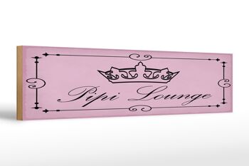 Panneau note en bois 46x10cm Pipi Lounge couronne de toilette décoration rose 1