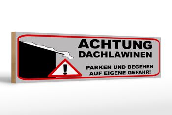 Panneau d'avertissement en bois 46x10cm, avertissement de Toit, Avalanches, Danger, décoration 1