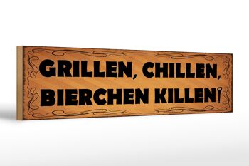 Panneau en bois indiquant 46x10cm, décoration pour barbecue, chill, bière, kill 1