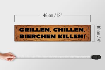 Panneau en bois indiquant 46x10cm, décoration pour barbecue, chill, bière, kill 4