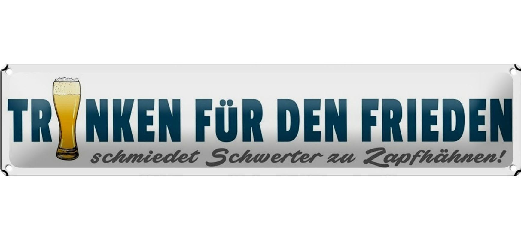 Targa in latta con scritta "bere birra" da 46x10 cm come decorazione regalo per la pace