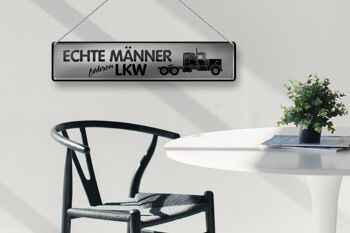 Panneau en étain indiquant que de vrais hommes conduisent des camions, décoration 46x10cm 3