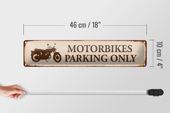 Panneau de rue en étain 46x10cm, panneau de stationnement pour motos uniquement, beige 4
