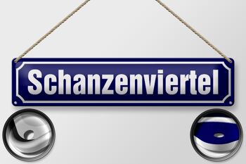 Plaque de rue en tôle 46x10cm Schanzenviertel Hamburg panneau bleu 2