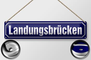 Plaque de rue en tôle 46x10cm, décoration Landungsbrücken Hambourg 2