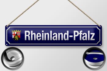 Plaque de rue en tôle 46x10cm, décoration avec armoiries de Rhénanie-Palatinat 2