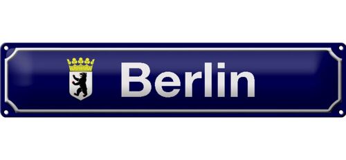 Blechschild Straßenschild 46x10cm Berlin Wappen blaues Schild