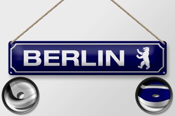 Plaque de rue en tôle 46x10cm, décoration avec armoiries de Berlin 2