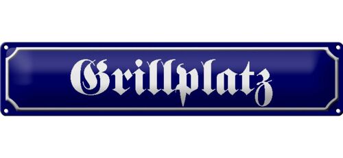 Blechschild Straßenschild 46x10cm Grillplatz Grillen Dekoration