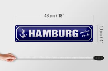 Plaque de rue en tôle 46x10cm, ancre de Hambourg, décoration ma perle 4