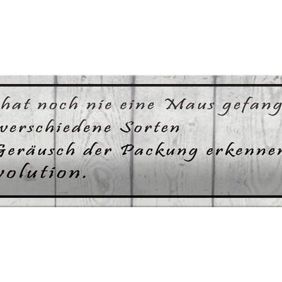 Blechschild Spruch 46x10cm unsere Katze noch Maus gefangen Dekoration